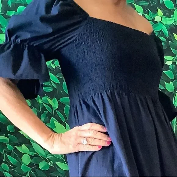 🌿 NWT Cottagecore Navy Milkmaid Midi Dress – Size M - Picture 4 of 11